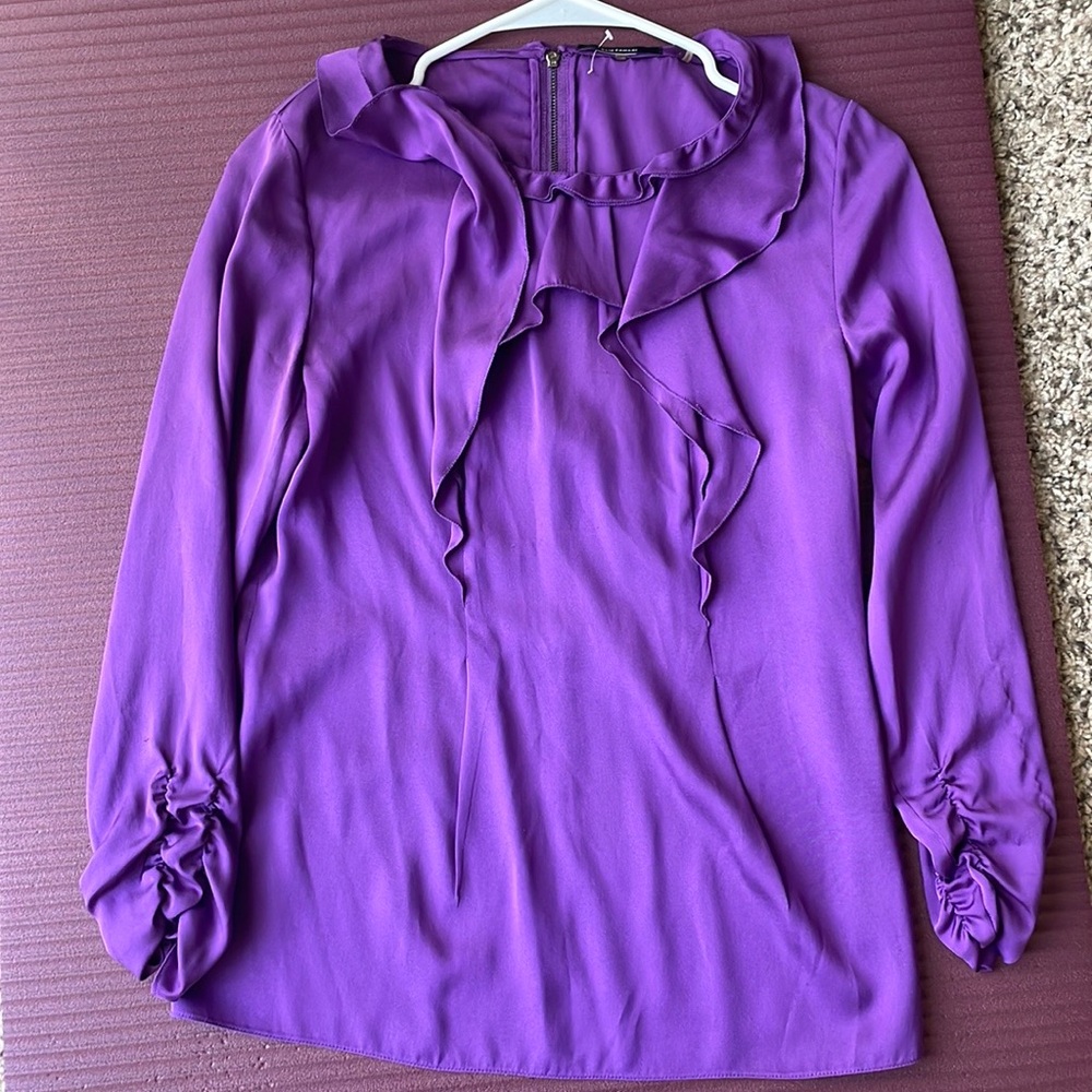 Elie Tahari Purple Silk Long Sleeve Top